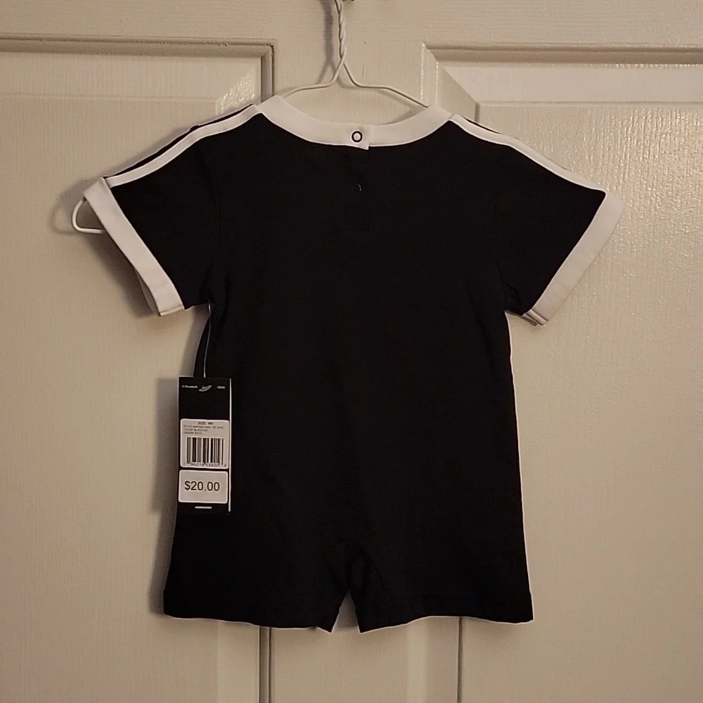 NWT, Adidas 6M, one piece romper, black and white.